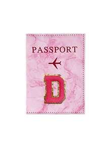 1pc Passport Cover With Rose Red Towel Embroidery And A-Z Letter Print, Unisex RFID Vintage Business Passport Holder, Multifunctional Travel Organizer Pouch, Travel Accessories, Travel Wallet, Passport Case, Beach Holiday Bag, Summer - Pink - View 23