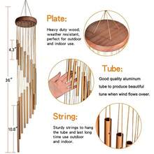 1 pieza 12 tubos de aleación de aluminio Campanillas de viento con gancho Campanas doradas/plateadas para decoración exterior del hogar, boda, fiesta, conmemoración, regalos - Varios estilos - Ver 5