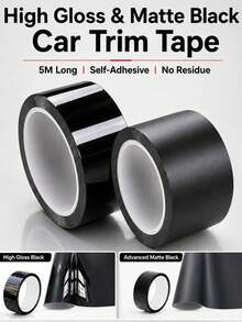 Black Car Decorative Film, Waterproof Door And Window Frame Protection Film, Self-Adhesive Glossy/Matte Black Car Trim Film, Suitable For Whole Car, Scratch-Resistant, Waterproof And Durable - A - View 4