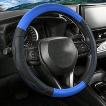 Summer Breathable Massage Car Steering Wheel Cover, Dual-Color Patchwork Design, Suitable For 38CM, O-Shaped Sedans, SUVs, Pickups, For Car Interior - Multicolor - View 10