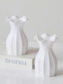 1pc White Unbreakable Plastic Vase, Suitable For Tulips, Roses And Other Flowers. Ideal For Home Desktop Decoration, Can Be Used As Living Room, Dining Room Gift, For Birthday Party, Graduation Ceremony Or Room Decor. Vase Room Decor Bedroom Decor - one-size - View 1