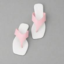 Women's Flat Sandal, Basic Everyday Comfortable, Faux Leather - Rosa - View 1