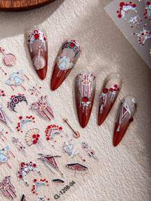 Pegatinas de uñas con diseño de fénix y corona estilo chino con efecto láser dorado, estilo Ins. Pegatinas de uñas de dibujos animados divertidas, con efecto 5D en relieve, tema exquisito, fácil decoración de uñas DIY, regalos para fiestas, pegatinas para decorar vasos y teléfonos - Multicolor - Ver 2