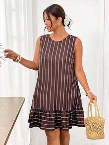Lounesse Vestido casual de talla sin mangas a rayas - Multicolor - Ver 10