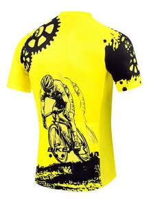 New Summer Outdoor Sports Cycling Short Sleeve Jersey For Men, Slim Fit, Quick-Dry, Breathable Road Bike Top With 3 Back Pockets - Universal Version, Suitable For Cycling, Off-Road, Motorcycle Touring, Training Wear - Yellow - View 2