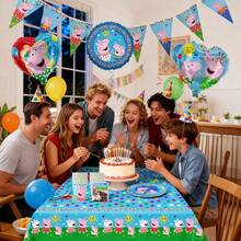 小豬佩奇派對套裝 Wimpelkette Teller 紙盤杯 Becher Servietten 灑水裝飾品 Folien Ballons Pappteller 70 件/套 - PF-WEM-09 - 查看 2