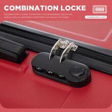 YONSLY 16 Inch Suitcase With Detachable Wheels 360° Combination Lock Double Zipper Soft Rubber Handle Trolley Travel Suitcase For Vacation - 紅色 - 查看 4