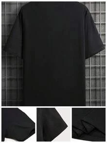 Camiseta Estampada Rock Hot Rod Rider Para Hombre, 1 Unidad, - Negro - Ver 5