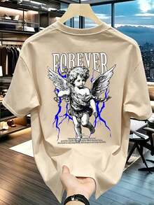 local warehouse,Casual hombre camiseta manga corta hombre suéter versátil camiseta cuello redondo hombre top - Beis - Ver 2