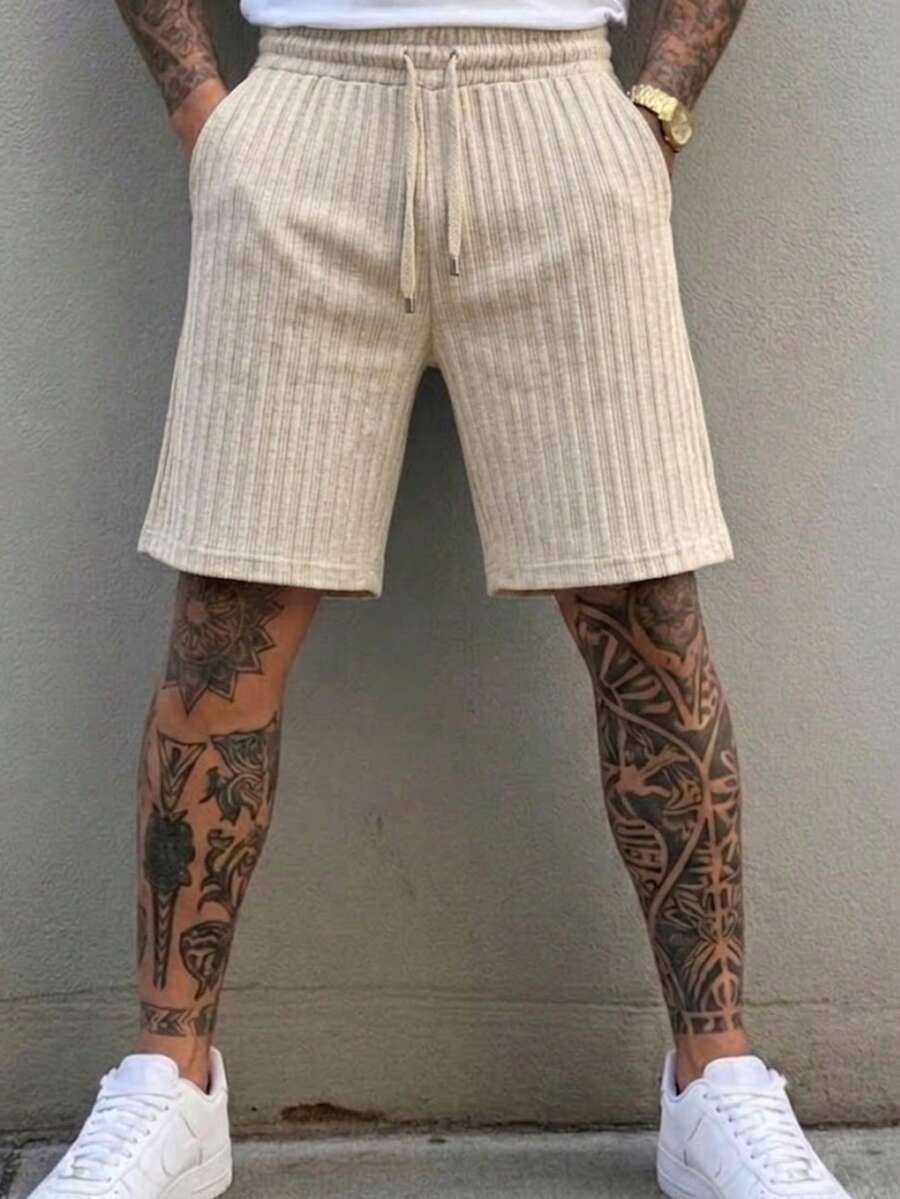 Men's Casual Drawstring Wide-Leg Knit Shorts