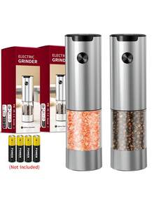 CLITON 1 pièce Moulin à sel et poivre électrique en acier inoxydable, disponible en noir ou argent, unité simple ou coffret cadeau avec base de rangement, cadeau de fête idéal pour Noël, Nouvel An, Saint-Valentin, cuisine, camping, broyage facile avec lumière LED - Multicolore - Voir 17