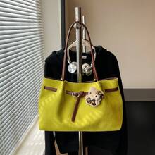 Bolso de mano moderno y versátil para mujer, estilo casual elegante con un toque de alta gama, bolso de hombro estiloso ideal para ir de compras, bolso de gamuza sencillo para mujer con gran capacidad, nuevo bolso de hombro vintage esmerilado de otoño 2026, bolso tote para ir al trabajo. - Marrón sin colgante - Ver 6