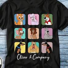 NEW Oliver And Company Cartoon T Shirt Black All Sizes XB208 - 款式 - 查看 1