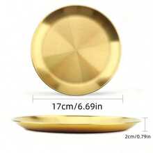 1pc Stainless Steel Gold Dessert Coffee Tray, Western Style Plate, Pizza Plate, Breakfast Coffee Tea Snack Plate, Gold Decorative Serving Tray, Birthday, Party Supplies, Thanksgiving, Easter, Christmas Gift Party (Gold), Kitchen, Christmas Gift - Gold - View 4