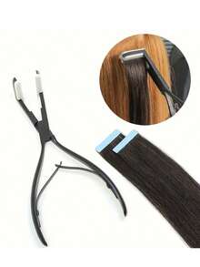 Professional Flat Stainless Steel Tape-In Hair Extension Clip Tool Set, Suitable For Tape-In Hair Extensions, Includes Hair Clips And Styling Tools - Black - View 5