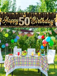 18岁、40岁、50岁、60岁生日快乐横幅，黑金年龄旗帜背景，适用于18至60岁生日派对用品、生日派对装饰、背景装饰横幅、派对背景装饰、摄影道具 - 黑金 - 查看 10