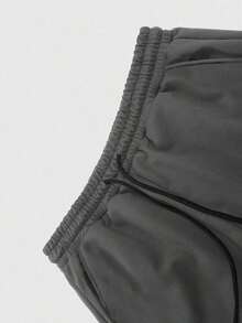Pantalón de chándal de pierna recta de unicolor, adecuado para todas las estaciones, corte holgado, unisex, estilo casual de calle y cómodo, pantalón de chándal para hacer ejercicio, para ir y venir - Gris Oscuro - Ver 4