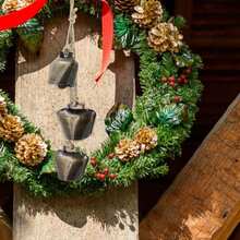 Decorative Metal Cowbells Wall Hanging - Rustic Farmhouse Door Chime Holiday, Wedding, Or Everyday Home Accent - 1PC - View 2