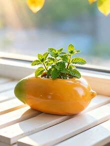 1/2pcs Creative Mango Shaped Resin Succulent Planter, Mini Plant Container, Cute Fruit Design Indoor Home Decor Flower Pot - Mango Mini Vase - View 9