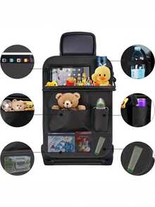 Bolsa de almacenamiento universal para asiento de coche con bandeja para tableta, organizador multifuncional que mantiene el interior del coche ordenado y organizado - A - Ver 11