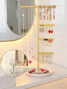 Elegant Metal Jewelry Stand With Tray For Stylish Storage And Display Of Necklaces,Jewelry Towers, Earrings, And Bracelets,  Home Decor,Perfect Earring Display Stand For Home Organization Or Jewelry Retail, Ideal Christmas Gift For Fashion Lovers - one-size - View 13
