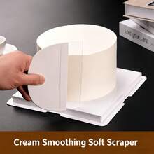 2/5 piezas Rasqueta para crema de pastel, Rasqueta suave transparente de plástico, Herramienta alisadora de pastel, Nivelador de crema, Rasqueta para dar forma a la crema batida y mousse, Juego de herramientas esenciales para decoración de pasteles en el hogar - Ver 6
