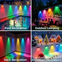 2/4 Packs Solar LED Beam Projector Light, IP65 Waterproof Auto Dusk To Dawn Outdoor Wall Light, Color Changing Decorative Lamp For Fence, RV, Yard, Patio & Holiday Decor - One Size - View 11