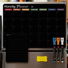 Magnetic Erasable Refrigerator Calendar, Monthly Meal Planner And Today's Menu Whiteboard, 2pcs Refrigerator Blackboard, Suitable For Kitchen Office, Includes 3 Markers And 1 Eraser - View 4