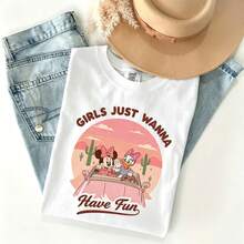 Disney Women's T-Shirts Cartoon Castle Themed Oversized T-Shirts, 100% Cotton Retro Short-Sleeved Casual Shirts, And Graphic Printing T-Shirts For Casual Travel Daily Costumes - trắng - Xem 1
