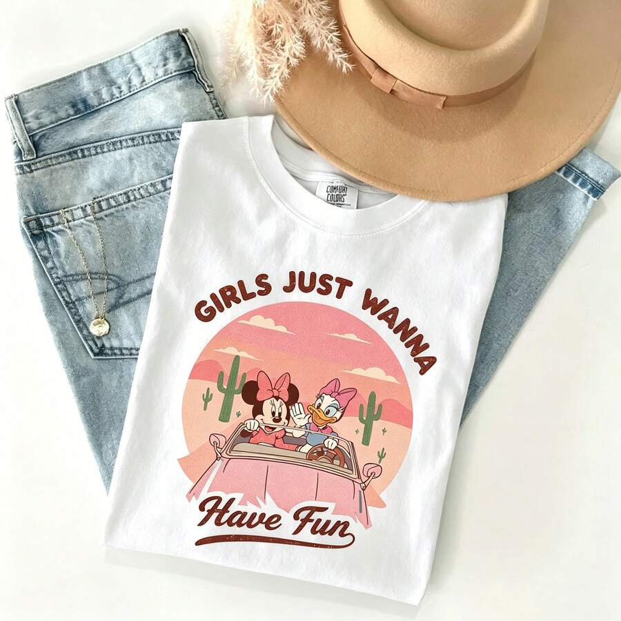 Disney Women's T-Shirts Cartoon Castle Themed Oversized T-Shirts, 100% Cotton Retro Short-Sleeved Casual Shirts, And Graphic Printing T-Shirts For Casual Travel Daily Costumes - trắng - Xem 1