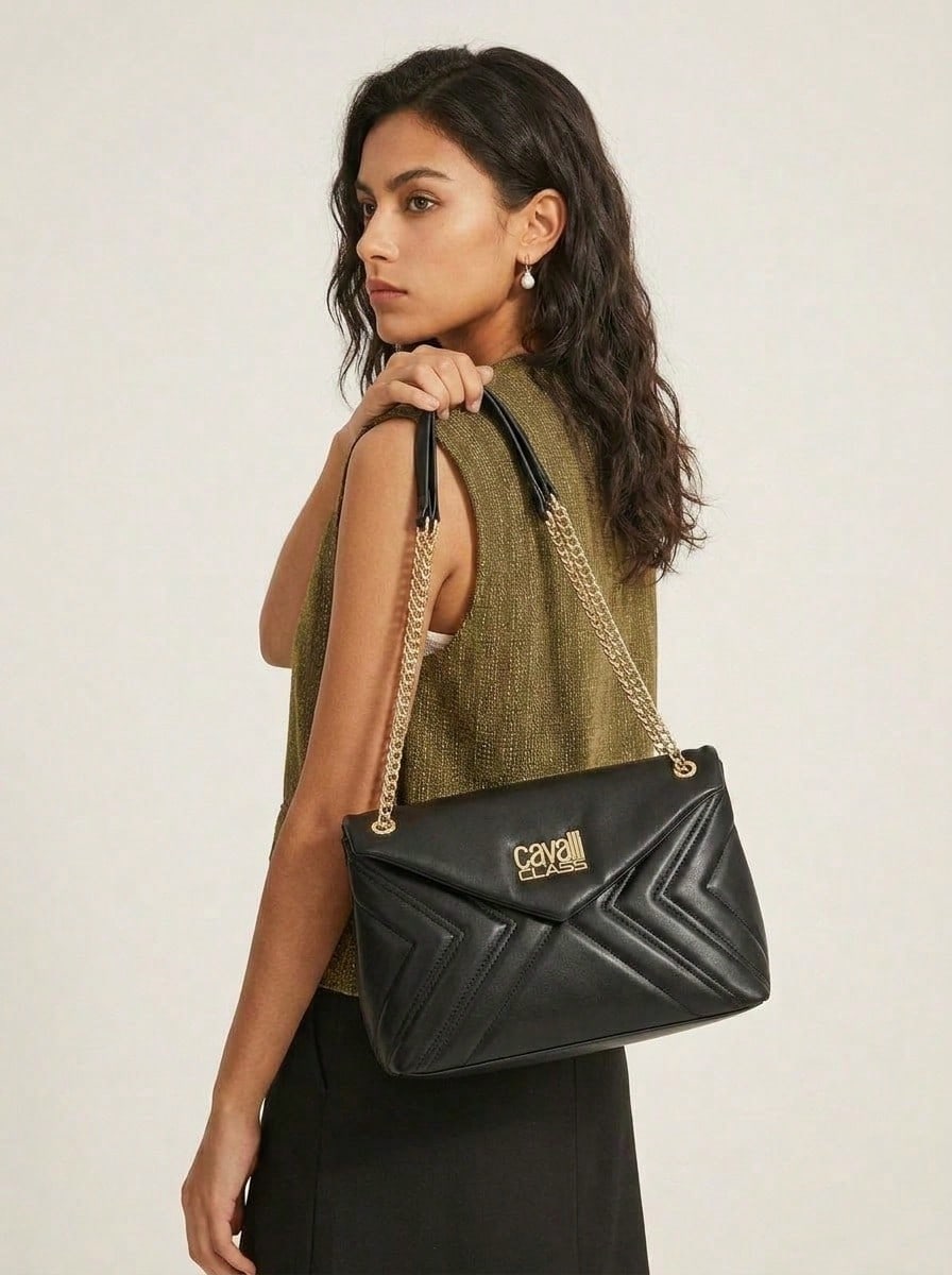 Cavalli Class Women's Chain Strap Shoulder Bag Medium Black - Black - View 1