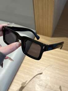1pc Men's Retro Casual Square Black Fashion Glasses, Suitable For Daily Wear And Street Photography - Multicolor - View 19