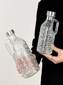 1pc Glass Bottle With Lid And Handle, Portable Camping Coffee, Milk Tea, Juice Pot, Sealed Tea Infuser - Multicolor - View 3