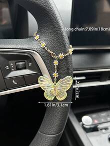 彩色亚克力蝴蝶汽车挂件，雏菊方向盘挂饰 - A - 查看 4