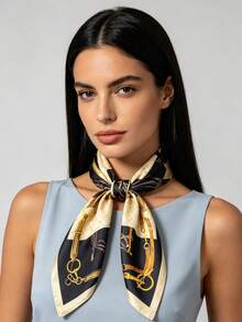 1 chiếc khăn satin in họa tiết thắt lưng cưỡi ngựa màu đen và vàng, kích thước 65*65cm, khăn vuông mỏng giả lụa, đa năng dùng làm khăn quàng cổ/khăn choàng/khăn thắt eo, phù hợp cho mọi mùa, sử dụng hàng ngày/dự tiệc/du lịch. - Nhiều màu - Xem 12