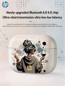 HP - 无线半入耳式蓝牙6.0耳机，支持Type-C充电，具备降噪功能，小巧便携，佩戴舒适，适合运动和锻炼，兼容智能手机/平板电脑/笔记本电脑，卡通印花设计 - 查看 8