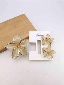 3/9/18pcs Solid Color 5-Petal Flower Gold Rim Casual ABS Plastic Hair Clips, Suitable For Daily Wear - Multicolor - View 14