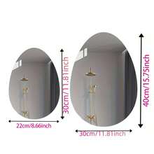 1 pieza Espejo de pared de acrílico transparente sin marco en forma de pera de alta definición para decoración de baño, adecuado para el hogar, habitación de niños, jardín de infancia, restaurante temático y baño - Plateado - Ver 2
