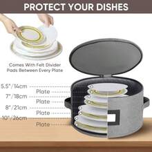 BALEINE Contenedores de almacenamiento de porcelana almacenamiento resistente acolchado para copas de vino organizador de platos con asas de transporte cajas de mudanza para platos s s y - Gris - Ver 6
