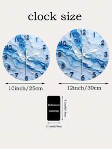 Modern Minimalist Blue Marble-Like Wall Clock - Silent Non-Ticking Wooden Clock With Bold Numerals, Battery-Powered (No Battery Included) - For Living Room, Bedroom, Office, Kitchen - Home Decor Gift For Birthday, Christmas, Housewarming - Compatible With Flat Surfaces, Room Decoration, Contemporary Design, Durable Construction, Stylish Timepiece, Interior Designers, 2D Flat - Multicolor - View 5