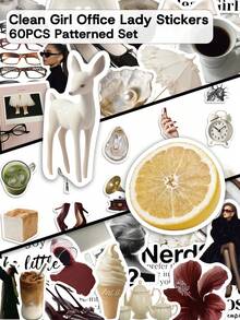 60pcs Clean Girl Office Lady Stickers-Old Money Aesthetic-Perfect For Aquarius, Scrapbooks, Storage Boxes, Skateboards, Laptops, Suitcases, And Gifts - Multicolor - View 10