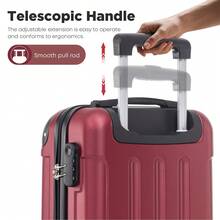 YONSLY 16 Inch Suitcase With Detachable Wheels 360° Combination Lock Double Zipper Soft Rubber Handle Trolley Travel Suitcase For Vacation - 酒紅色 - 查看 6