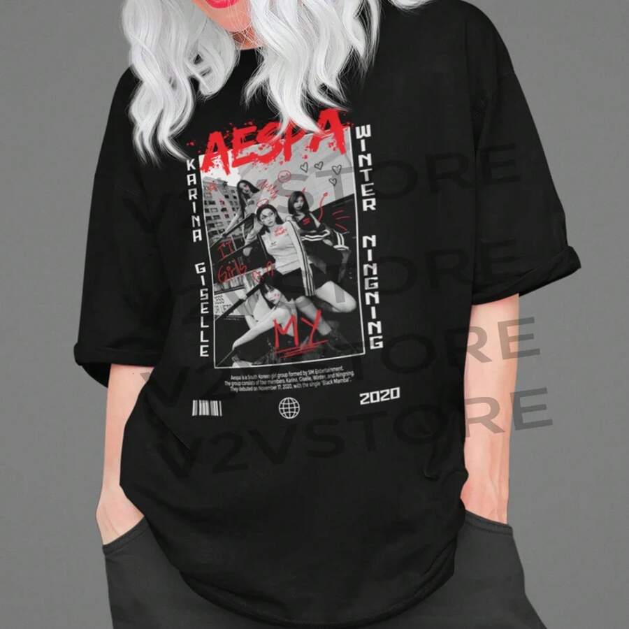 Unisex T-Shirt Aespa - Black - View 1