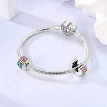 1pc Romantic Good Luck Totem Style S925 Sterling Silver Low Hypoallergenic Shiny Four-Leaf Clover Butterfly Evil Eye Flower Cross Ocean Paw Print Fixed Clip Bead, Suitable For Original Bracelet, Women's DIY Jewelry Making, Birthday Gift - Multicolor - View 7