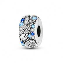 1pc Romantic Good Luck Totem Style S925 Sterling Silver Low Hypoallergenic Shiny Four-Leaf Clover Butterfly Evil Eye Flower Cross Ocean Paw Print Fixed Clip Bead, Suitable For Original Bracelet, Women's DIY Jewelry Making, Birthday Gift - Multicolor - View 13