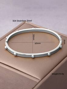 1pc 304 Stainless Steel Gold Color Bracelet, Elegant & Fashionable, Non-Fading, Minimalist Design, Suitable As Gift For Women - Spherical Bracelet - View 13