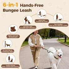 Detachable Heavy Duty Tactical Dog Leash, Hands-Free Shock Absorbing Leash With Soft Padded Handle, Quick Release Metal Clip, Car Seatbelt, No Pull Training Lead Suitable For Medium And Large Dogs - Multicolor - View 3