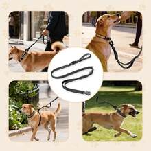 Detachable Heavy Duty Tactical Dog Leash, Hands-Free Shock Absorbing Leash With Soft Padded Handle, Quick Release Metal Clip, Car Seatbelt, No Pull Training Lead Suitable For Medium And Large Dogs - Multicolor - View 2