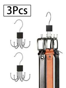 3/1pc Closet 6-Hooks Belt Holder Rack With 360° Rotatable, Metal Storage Hanger Organizer, Cap Holder Rack, Bra Holder Rack, Tie Holder Rack, Belt Holder Rack, Scarf Holder Rack, Storage Hooks, Suitable For Dorm Closet, Home, Campus, Hotel, Etc., Portable Travel Hook - Multicolor - View 9