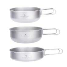 iBasingo 3-Piece Set Titanium Pot Set Camping Cooking Pan with Folding-Handle Outdoor Camp Cookware Pot Sets - Ti1571I 3 piezas - Ver 2